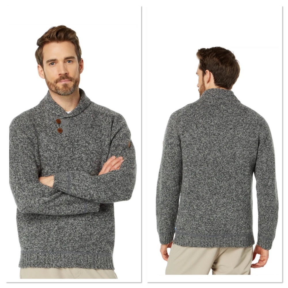 Fjallraven Men's Lada Knit Sweater Lambswool Blend Sz:L Gray